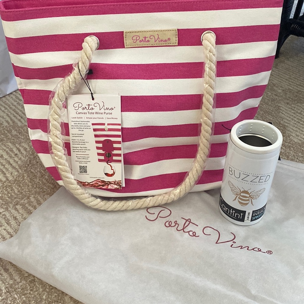 PortoVino 50oz Tote beach bag Drink Purse with Hidden Spout & Dispenser Flask